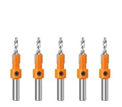 Kit 5 Brocas Escareadoras 3Mm X 8Mm Haste Lisa