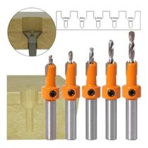 Kit 5 Brocas Rebaixo 8mm De Parafuso para Madeira com Limitador