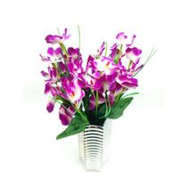 Kit 5 Buquês De Flores Artificiais Orquídeas Com 5 Galhos Cada
