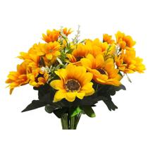 Kit 5 Buquês Girassol Amarelo Artificial Para Decoração Kit 5 Buquês Girassol Amarelo Artificial Para Decoração