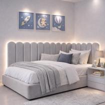 kit 5 cabeceira modulado mdf nuvem cama em l Cinza