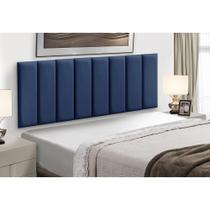 Kit 5 Cabeceiras Painel Modular Cama Box Solteiro Veludo Azul Madelina Decor