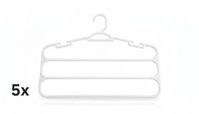 Kit 5 Cabide Branco para Calças 3 Divisórias Reforçado Kit 5 Cabide Branco para Calças 3 Divisórias Reforçado