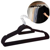 Kit 5 Cabides Aveludados Pretos Antiderrapantes 1ª Linha Closet Organizado