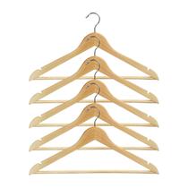 Kit 5 Cabides De Madeira Adulto Verniz Closet Armário Roupa