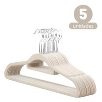 Kit 5 Cabides em Veludo Premium Antideslizante para Roupas Calça com Gancho Cromado Giratório Kit 5 Cabides em Veludo Premium Antideslizante para Roupas Calça com Gancho Cromado Giratório