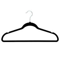 Kit 5 Cabides Luxo Aveludado Antideslizante Slim Preto