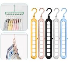 Kit 5 Cabides Magico 9 Furos Multi-dobrável Organizador Kit 5 Cabides Magico 9 Furos Multi-dobrável Organizador