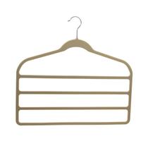 Kit 5 Cabides Veludo Bege Slim antideslizantes para 4 calças Kit 5 Cabides Veludo Bege Slim antideslizantes para 4 calças