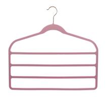 Kit 5 Cabides Veludo Rosa com gancho Rosê para 4 calças