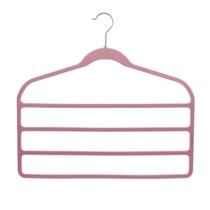 Kit 5 Cabides Veludo Rosa Slim antideslizantes para 4 calças Kit 5 Cabides Veludo Rosa Slim antideslizantes para 4 calças