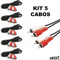 Kit 5 Cabo 2 RCA x 2 RCA Auxiliar Audio 1,5m Niquel MXT