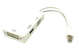 Kit 5 Cabo Adaptador Mini Displayport Para Hdmi Vga Dvi 3 Em 1 Nfe Atacado