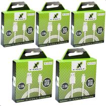 Kit 5 Cabo Carregador Micro Usb V8 2a Atacado Revenda Branco C/nf