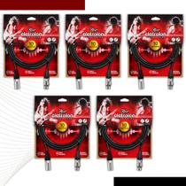 Kit 5 Cabo De Microfone Balanceado Xlr Macho Para Xlr Femea 10m Metros - Pulse Eletrolon