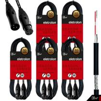 Kit 5 Cabo De Microfone Balanceado Xlr Macho Xlr Femea 10m - Eletrolon Kit 5 Cabo De Microfone Balanceado Xlr Macho Xlr Femea 10m - Eletrolon