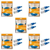 Kit 5 Cabo De Rede Patch Cord Cat6 Ftp 2 Metros Azul Blindad