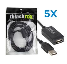 KIT 5 Cabo Extensor Usb 2.0 High Speed Com Amplificador 5M