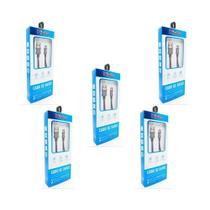 Kit 5 Cabo Metal Usb Kingo 1M 2.1A Para Galaxy A10S