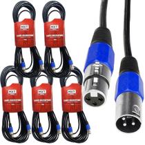 Kit 5 Cabo Microfone Xlr Canon Balanceado Macho Femea 10m Metros Mxt
