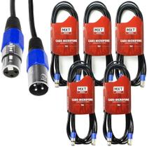 Kit 5 Cabo Microfone Xlr Canon Balanceado Macho Femea 5m Metros Mxt