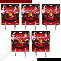 Kit 5 Cabo P10 Mono P10 Mono Para Violão Guitarra Baixo 3m Metros - Pulse Eletrolon