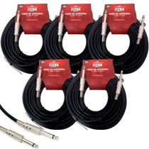 Kit 5 Cabo P10 P10 Mono Guitarra Violão Baixo Cavaquinho Caixa Som Amplificador 10m Metros