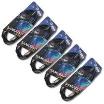 Kit 5 Cabo P10 x P10 3m Instrumento Samurai Roxtone