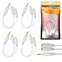 Kit 5 Cabo P2 Stereo Para 2x J2 Stereo 15cm Ponta Gold Audio Performance Sound Branco