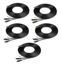 Kit 5 cabo rca ouro 5mm permak para som automotivo
