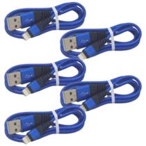 Kit 5 cabo usb dados turbo flexivel 1mt inova azul