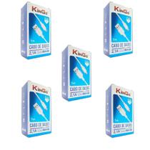Kit 5 Cabos de Dados Carregadores Micro-Usb V8 Kingo 1 metro 2.1A - Branco