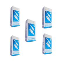 Kit 5 Cabos Micro-USB V8 Kingo Branco 2m 2.1A p/ Galaxy A02
