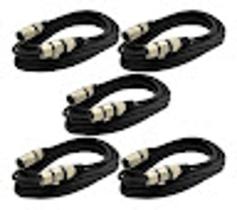 Kit 5 Cabos Microfone/dmx - Xlr/canon Balanceado 5 Metros