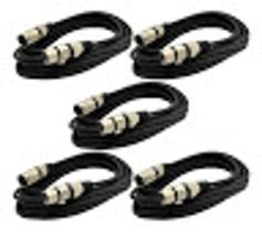 Kit 5 Cabos Microfone/dmx - Xlr/canon Balanceado 5 Metros
