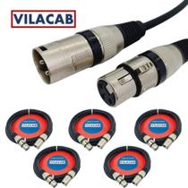 Kit 5 Cabos Microfone XLR Iluminação DMX 2 Metros - Vilacab