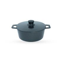 Kit 5 Caçarolas De Alumínio Fundido Com Tampa De Alumínio + Chaleira Nº 18 - Cor Craqueado Preto