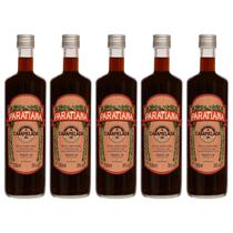 Kit 5 Cachaças Caramelada Paratiana 700 ml Sabor Antigo de Pinga Clássica Feita em Alambique