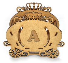 Kit 5 Cachepot Carruagem com Inicial Nome 16x6x14 Laser Mdf Madeira