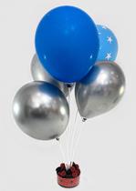 Kit 5 Cachepot Com Suporte Para 5 Balões Aranha Preto- Infantil/festa