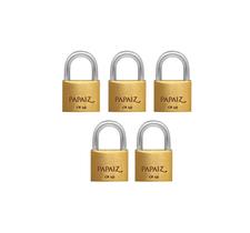 Kit 5 Cadeado Mesmo Segredo 40MM Papaiz Segurança Latão