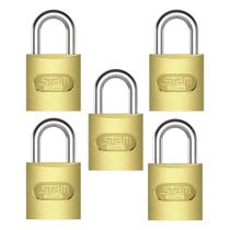 Kit 5 Cadeados 25 mm Stam Mesma Chave Segredos Iguais