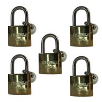 kit 5 Cadeados 32mm Reforçado para portão corrente 3 chaves