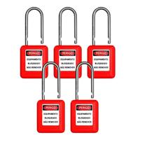 Kit 5 Cadeados Haste Metálica 38mm x 6,3 Vermelho Kit 5 Cadeados Haste Metálica 38mm x 6,3 Vermelho