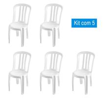KIt 5 Cadeira de Plástico Branca - Central de embalagens