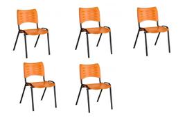Kit 5 cadeira empilhável iso fixa laranja