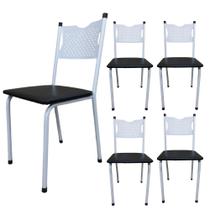Kit 5 Cadeira para Cozinha MC Estrutura Branca com Assento Preto