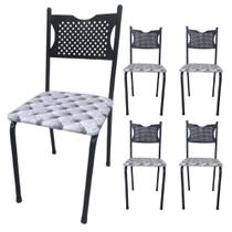 Kit 5 Cadeira para Cozinha MC Tubular Almofadada Estrutura Preta com Assento Captone
