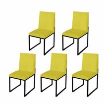 Kit 5 Cadeira Para Sala de Jantar Trendy Base Metálica Preto material sintético Amarelo - Móveis Mafer