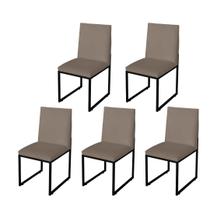 Kit 5 Cadeira Para Sala de Jantar Trendy Base Metálica Preto Suede Cappuccino - Móveis Mafer